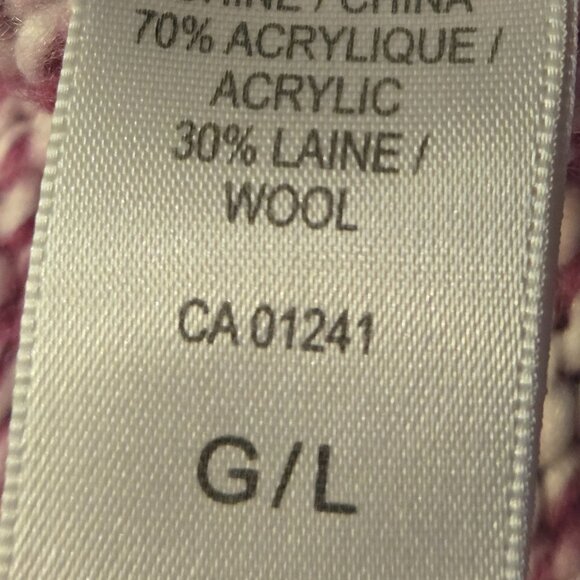 Raspberry White Wool KnitSweater L fits medium-small - Picture 7 of 7